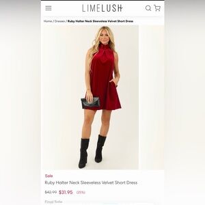 NWT Umgee Burgundy Halter Mini Dress